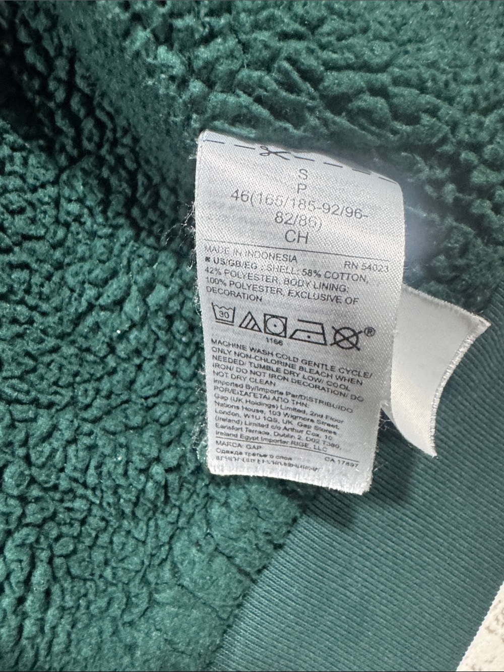 GAP Teal Hooded Full-Zip Jacket with Logo 25X20.5 PTP SZ S UNISEX *Read descript - Picture 11 of 13